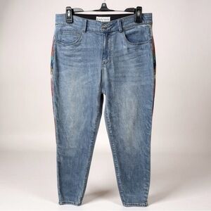 Knox Rose Women’s Blue Ankle Cropped Jeans with Embroidered Legs Size 10‎